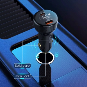  شارژر فندکی فست شارژ ماشین تایپ‌سی 100 وات و یو‌اس‌بی 30 وات الدنیو همراه کابل دوسر تایپ‌سی مدل C101 