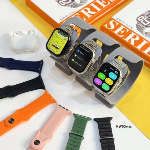 ساعت هوشمند سری 10 و ایرپاد پرو  مدل KW53 MAX همراه با 7 بند ساعت متنوع