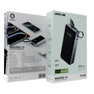 پاوربانک 35 وات گرین لاین مدل Green Lion Madrid 10 ظرفیت 10000 میلی آمپر