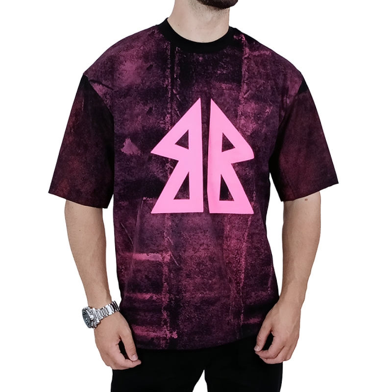 تیشرت آستین کوتاه مردانه مشکی قرمز ماکان طرح BB