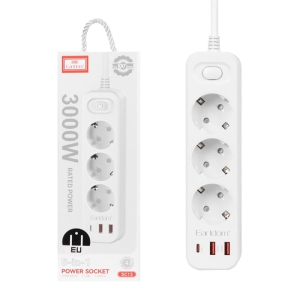  چندراهی برق 3000 وات سه سوکت، دو یو اس بی و یک تایپ سی 2.4 آمپر رومیزی ارلدام مدل SC13 