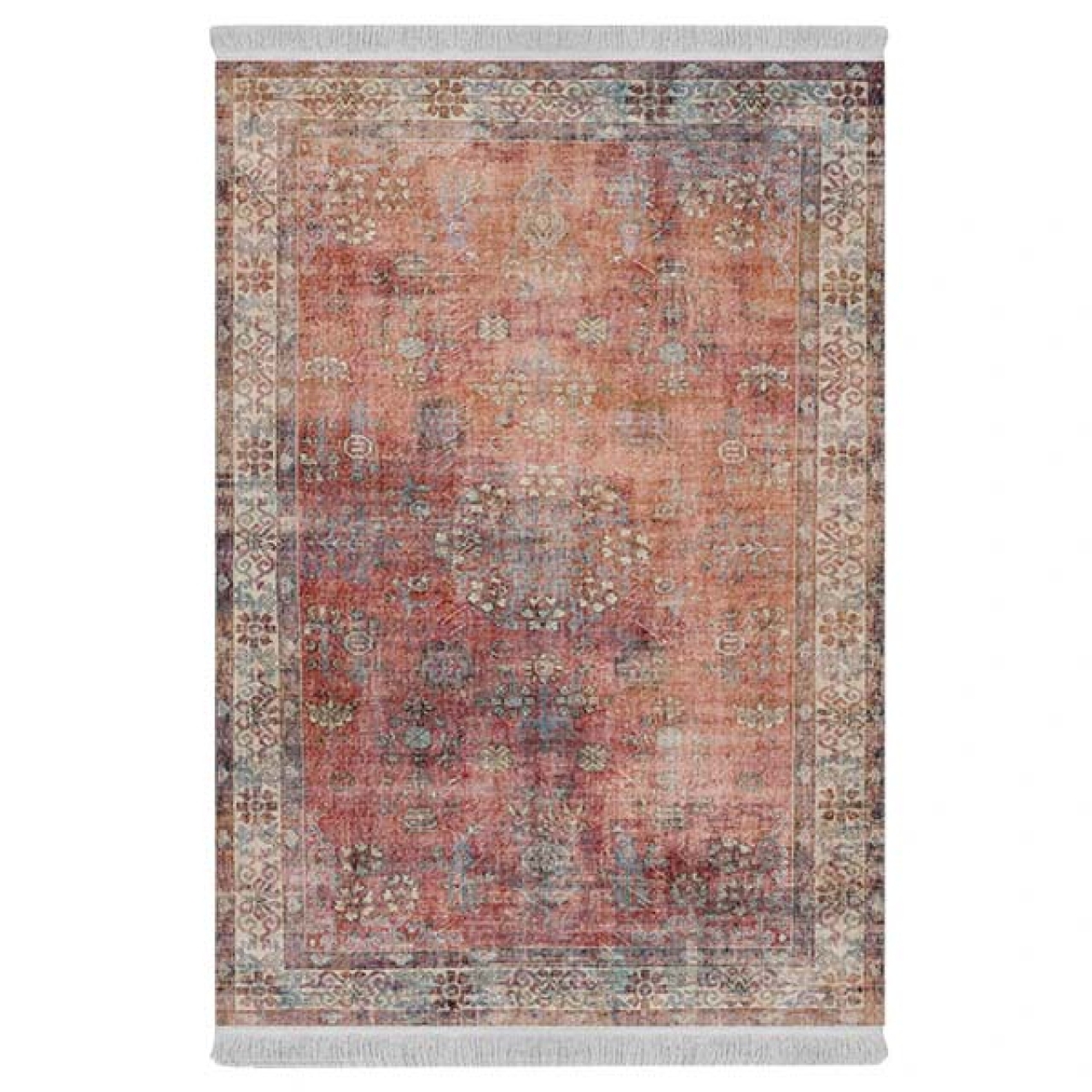 فرش ماشینی 1000 شانه دفه زمینه قرمز حاشیه قرمز مدل ابریشمنما کد 3729