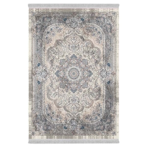 فرش ماشینی 1000 شانه دفه زمینه خاکستری حاشیه خاکستری مدل ابریشم‌نما کد 0140