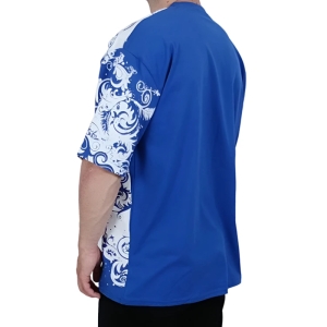 تیشرت آستین کوتاه مردانه آبی طرح هنری