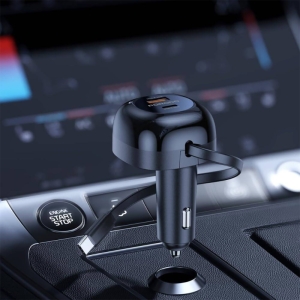  شارژر فندکی فست شارژ ماشین 47 وات Type-C و USB پورودو مدل PD-FWCH030-BK 