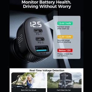  شارژر فندکی فست شارژ ماشین تایپ سی و یو اس بی 30 وات جویروم مدل JR-CCD04 