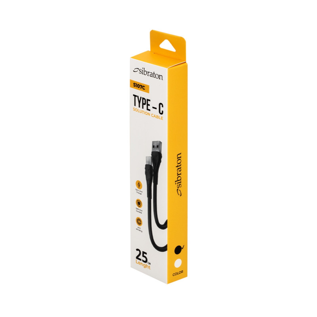 کابل تبدیل USB به USB-C سیبراتون مدل S107C طول 0.25 متر