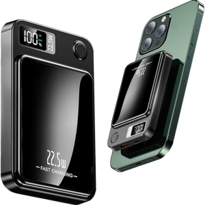 پاوربانک فست شارژ مگنتی 15 وات، یو اس بی و تایپ سی 22.5 وات 10000 ارلدام مدل ET-PD34