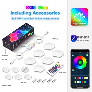 پنل LED دیواری هوشمند شش ضلعی مدل 8 تکه