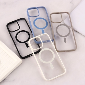 کاور PC شفاف دور رنگی مگ سیف مناسب برای گوشی موبایل آیفون iPhone 16 Pro Max 