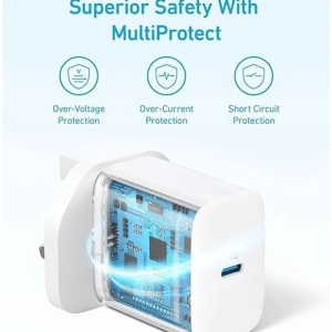 شارژر دیواری انکر 20 وات سه پین مدل B2347 k21 به همراه کابل دو سر تایپ سی