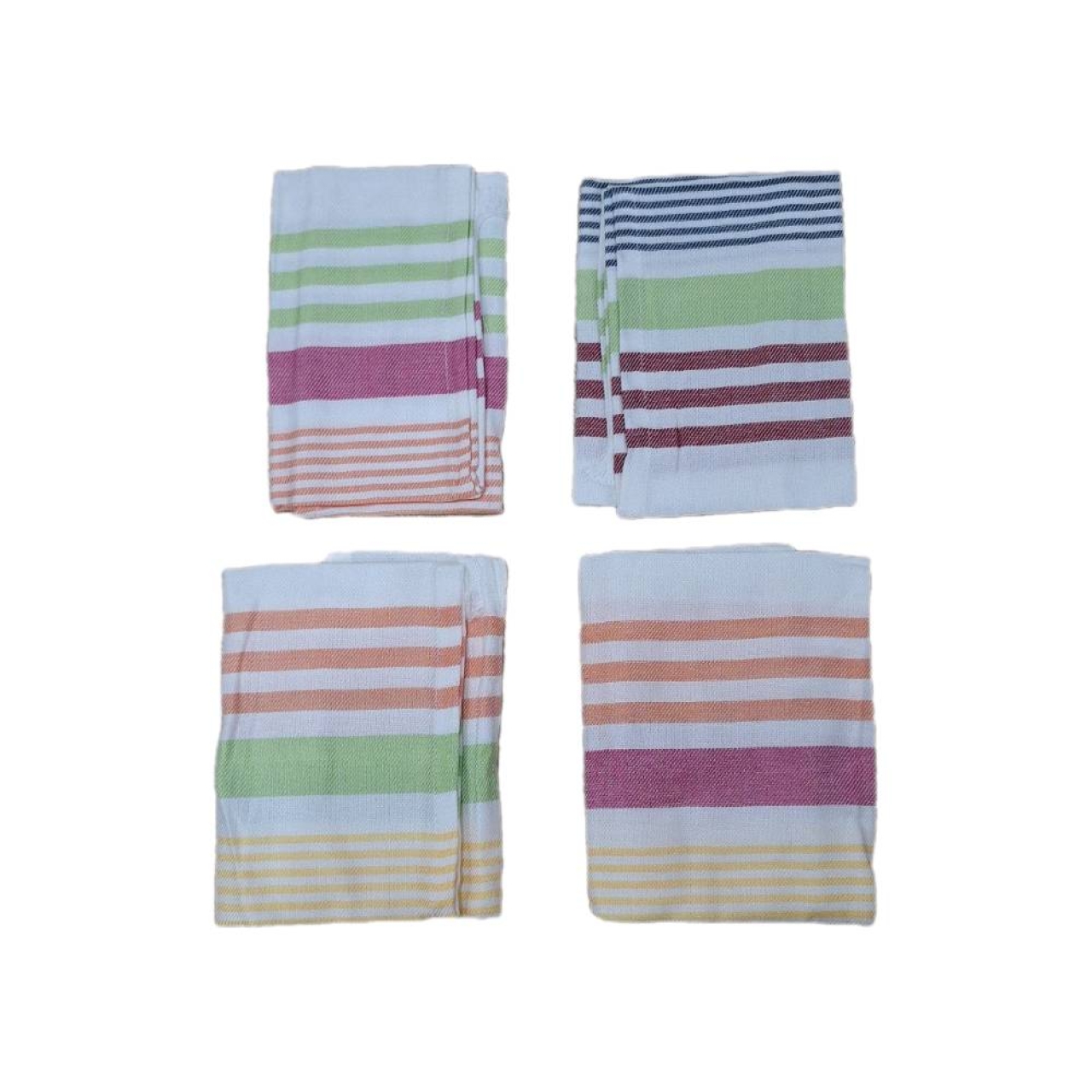 دستمال تنظیف راه راه ابراهیمی چهار عددی مدل چند رنگ سایز 60*40 سانتیمتر