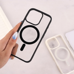 کاور PC شفاف دور رنگی مگ سیف مناسب برای گوشی موبایل آیفون iPhone 16 Pro 