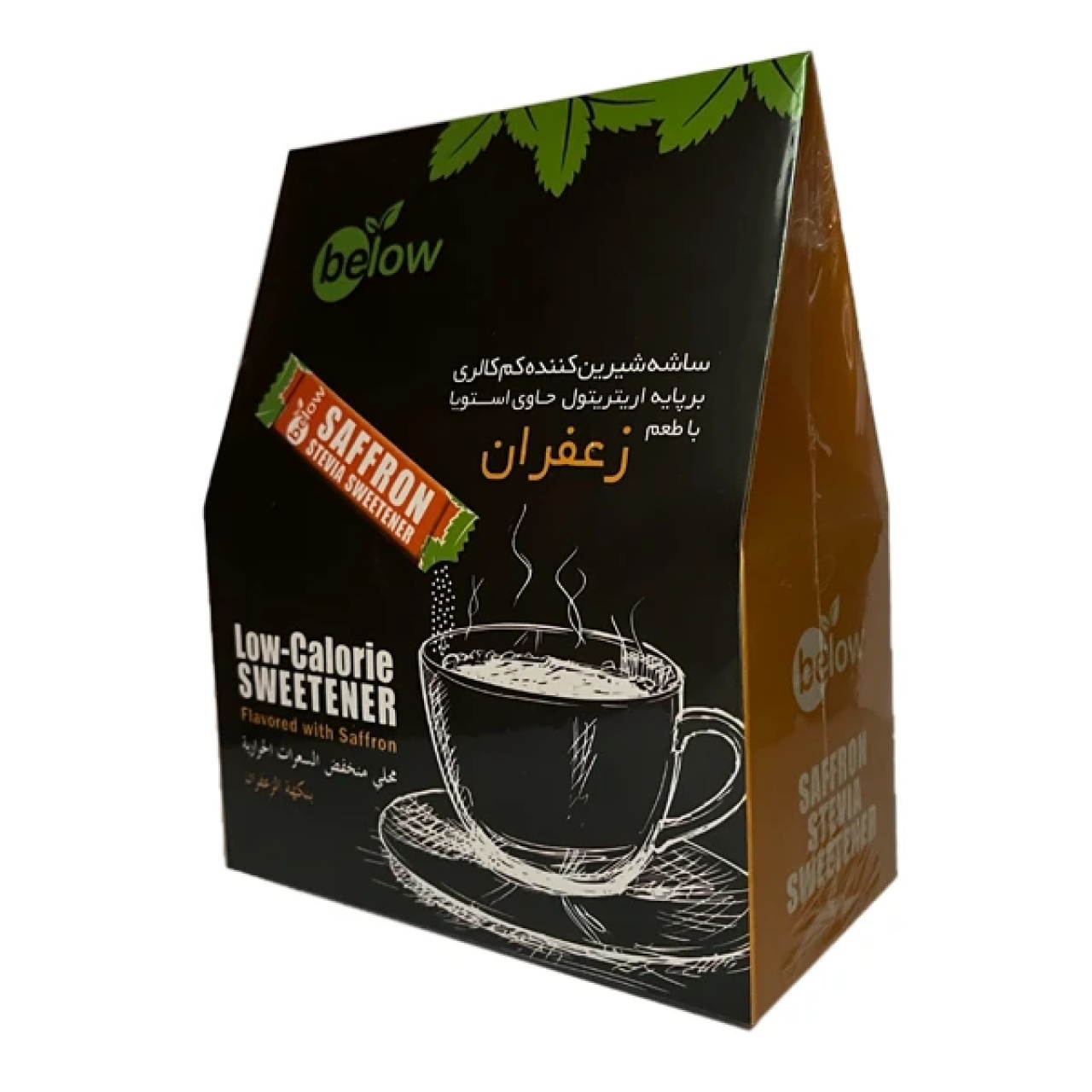 ساشه شیرین کننده کم کالری بر پایه اریتریتول با طعم زعفران بیلو بسته 50 عددی