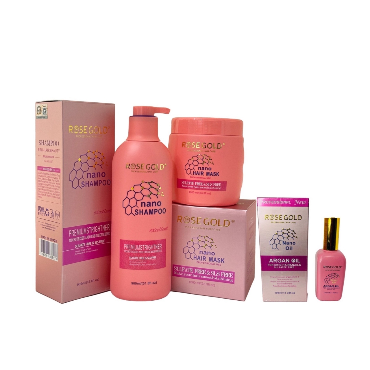 پک اقتصادی سه تایی ماسک و شامپو و روغن نانو رزگلد 