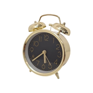 ساعت رومیزی طلایی صفحه مشکی زنگ دار مدل RN 219