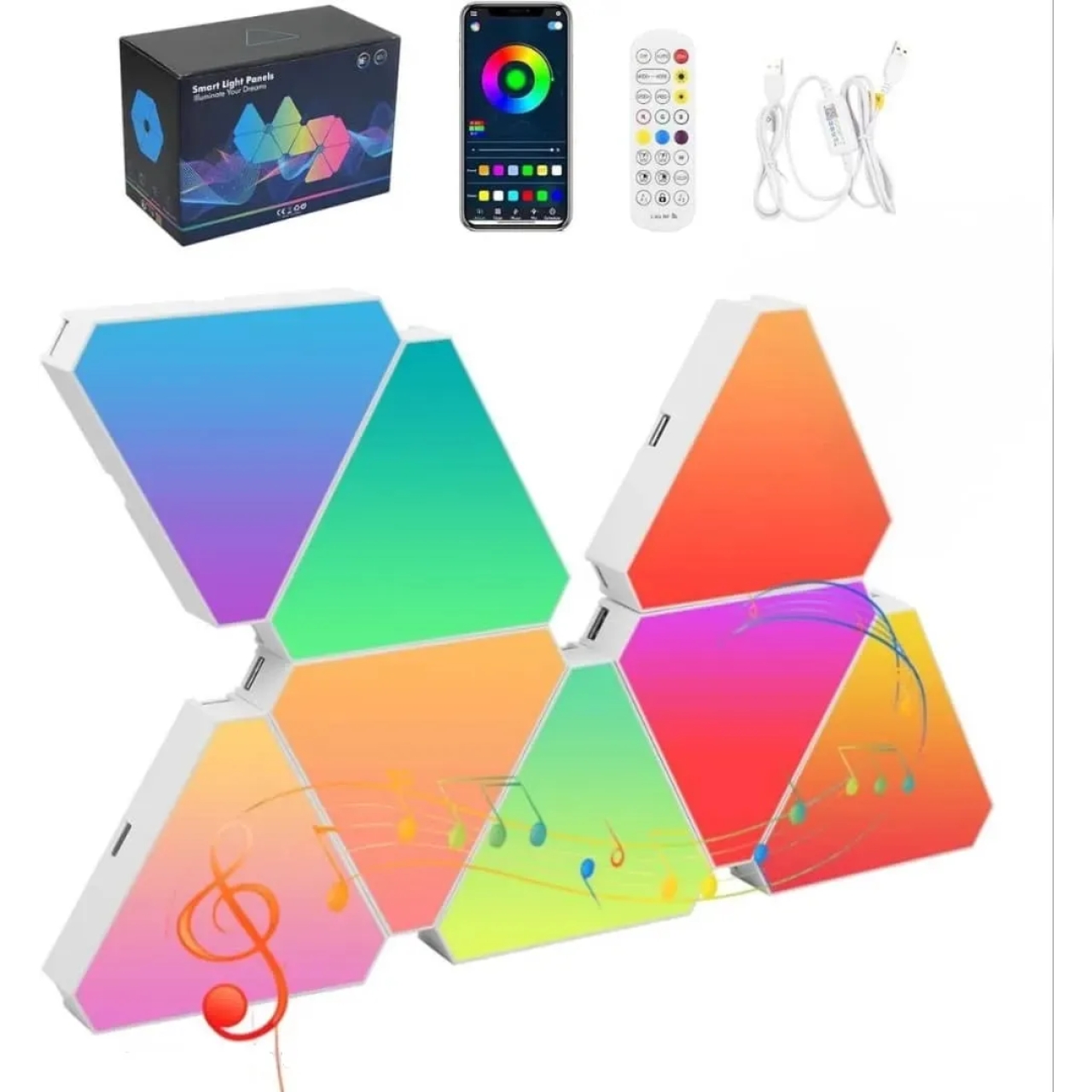 پنل LED دیواری هوشمند مثلثی مدل 8 تکه