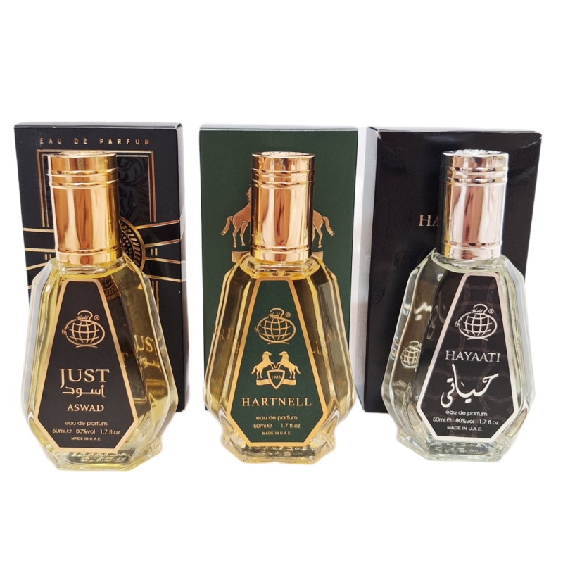 پک اقتصادی سه عددی عطر های مردانه فرگرانس ورد مدل مارلی هالتان, اسد, حیاتی مشکی حجم 50میل