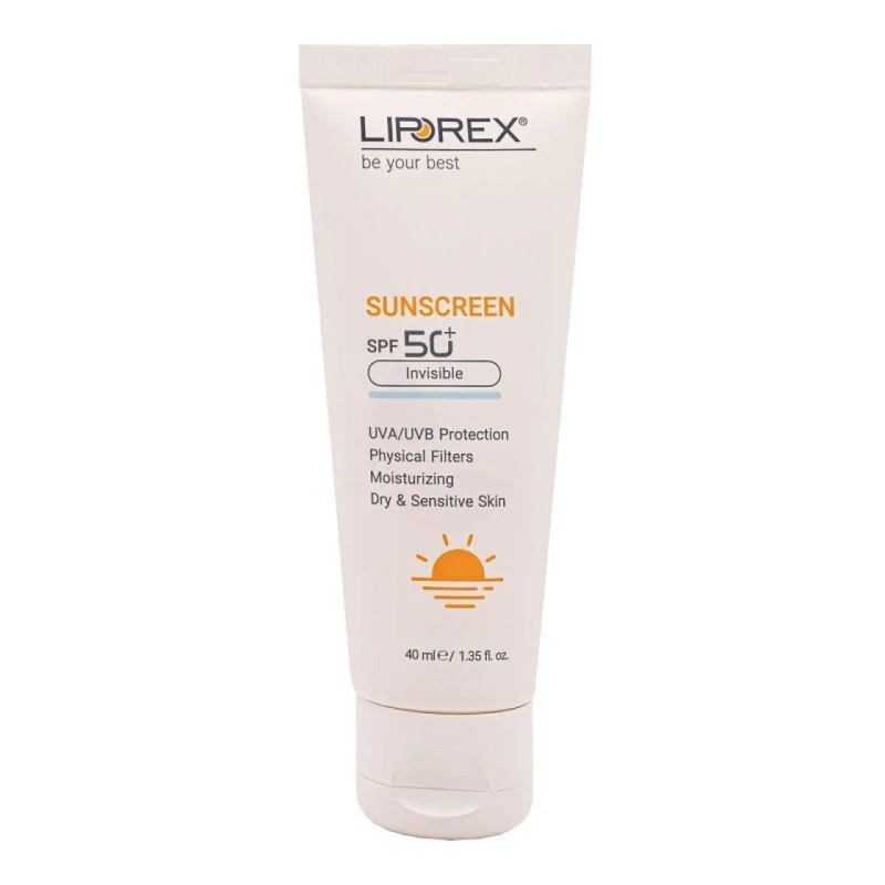 کرم ضدآفتاب لیپورکس spf50 مدل بی رنگ مناسب پوست خشک و حساس حجم 40 میل