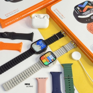 پک ساعت هوشمند و ایرپاد پرو مدل KEQIWEAR KW56 ULTRA3 با 7 بندساعت