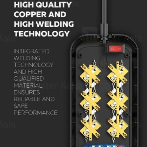 چندراهی برق 6 خانه ارت دار الدینیو مدل SE6403 + خروجی USB با کابل 2 متری