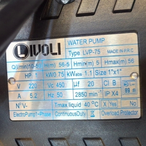 پمپ آب یک اسب لیوالی مدل LVP_75  به همراه اتوماتیک 