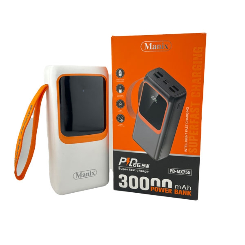 پاوربانک سوپرشارژ مانیکس مدل MANIX PD-MX۷۵۵ ظرفیت  ۳۰۰۰۰ 