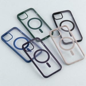 کاور PC شفاف دور رنگی مگ سیف مناسب برای گوشی موبایل آیفون iPhone 13