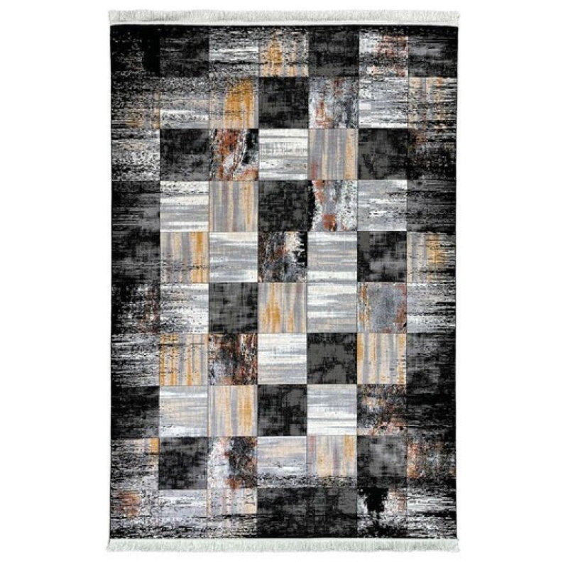 فرش ماشینی سیزان طرح 41952 سرمه ای خشتی