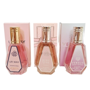 پک اقتصادی سه عددی عطر های زنانه برند فرگرانس ورد مدل یارا صورتی, ورساچ صورتی, جورجیو آرمانی مای وی حجم 50 میل