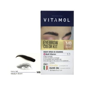 کیت رنگ ابرو قهوه ایی متوسط ویتامول کد MB حجم 30ml