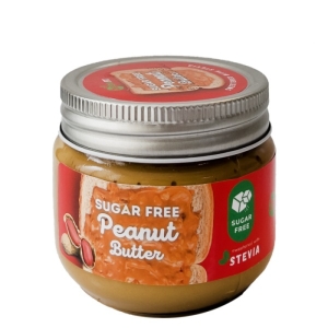 کره بادام زمینی بدون شکر بیلو شیرین شده با استویا حجم 200 گرمی