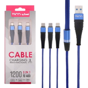 کابل تبدیل USB به میکرو/لایتنینگ/تایپ سی تسکو مدل TC-A33