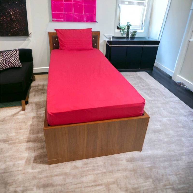 ملحفه ترک تک رنگ یکنفره 2 تکه Cheshik مدل کشدار سایز 90*200 سانتی (به همراه روبالشی)