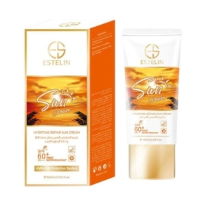 کرم ضد آفتاب صورت و بدن استلین SPF 60 مدل  آبرسان و ترمیم کننده حجم 60 گرم