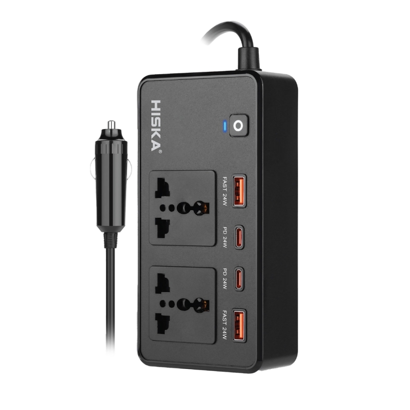 چندراهی برق فندکی و اینورتر خودرو هیسکا مدل HISKA CH5519