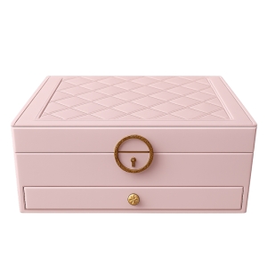 جعبه جواهرات مدل چرمی 2 طبقه قفل دار