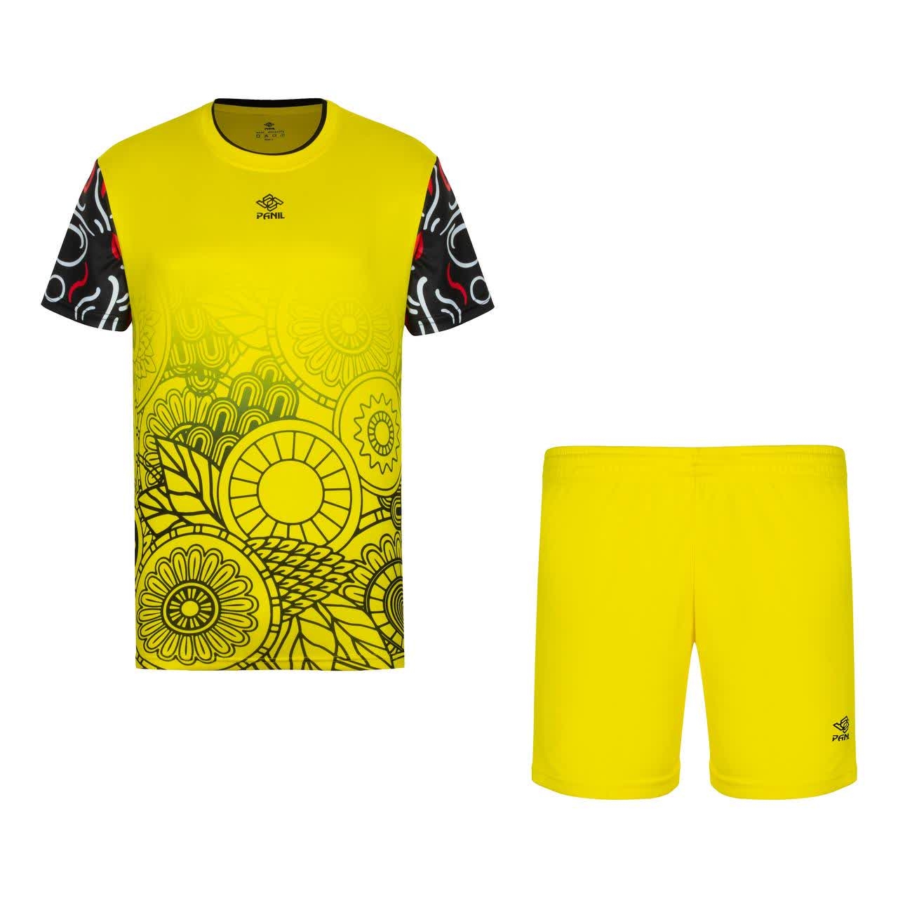 ست تیشرت و شلوارک ورزشی مردانه پانیل مدل 515 زرد