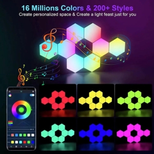 پنل LED دیواری هوشمند شش ضلعی مدل 8 تکه