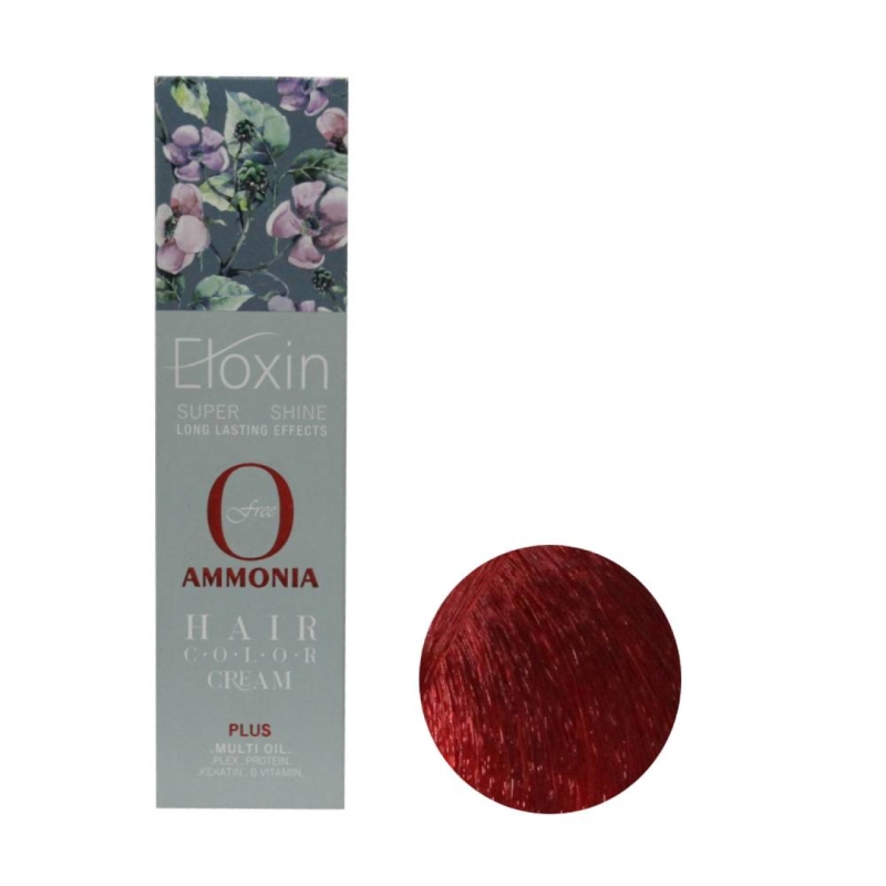 رنگ موی فاقد آمونیاک Eloxin اصل ایتالیا حجم 100 میلی لیتر شماره 7.6 رنگ قرمز آتشین