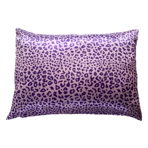 روبالشی ساتن ابریشم مدل هیلو طرح پلنگی بنفش