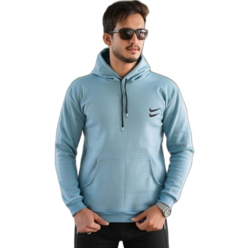 هودی اسپرت بیسیک سه نخ داخل کرکی رنگ آبی