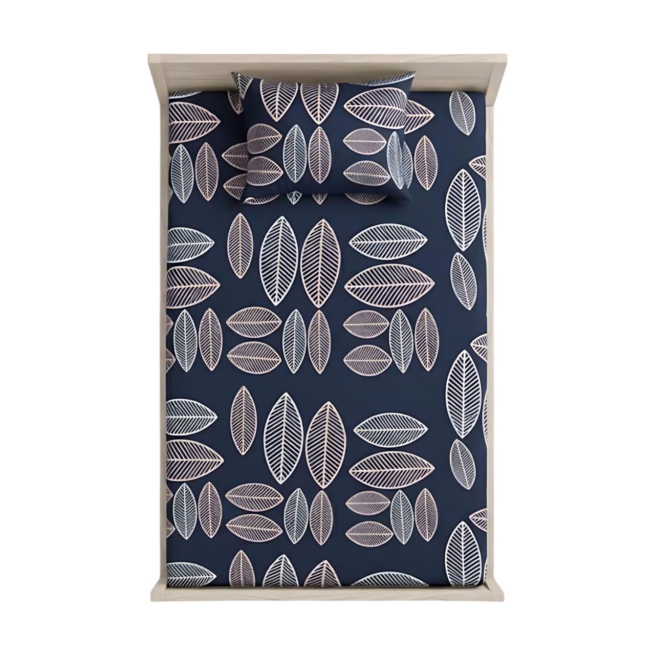 ملحفه کشدار تشک یک تک نفره مدل برگ + همراه روبالشی پاکتی