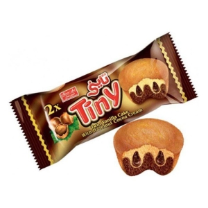 کیک تاینی دوقلو کرمدار کاکائویی فندقی وزن ۶۰ گرم