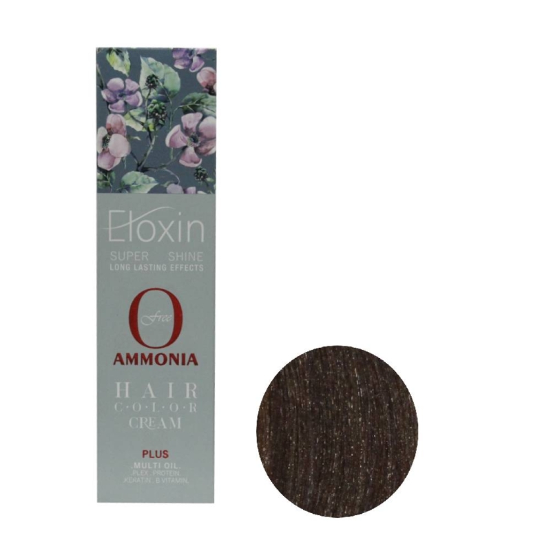 رنگ موی فاقد آمونیاک Eloxin اصل ایتالیا حجم 100 میلی لیتر شماره 6.34 رنگ بلوند شامپاینی تیره