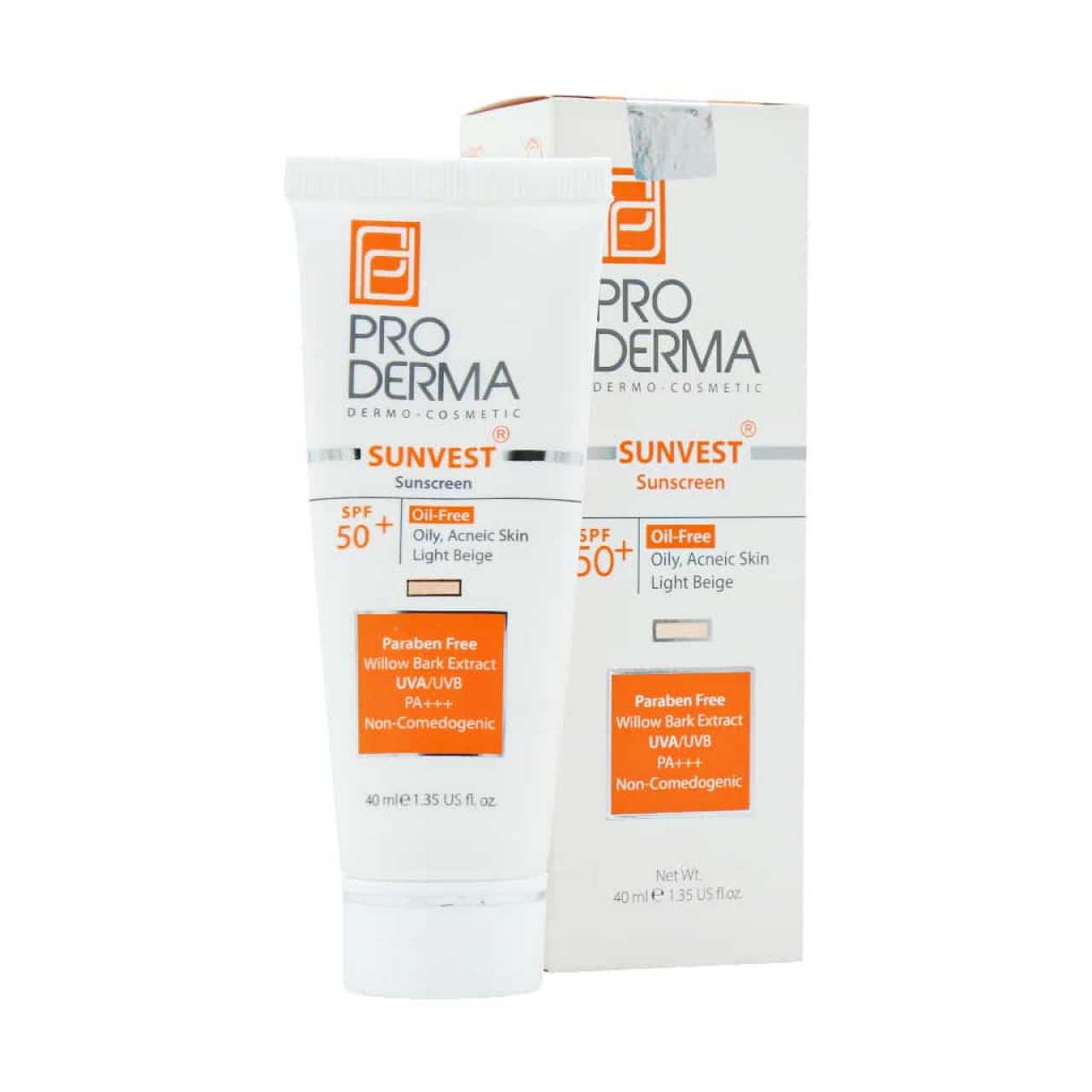 کرم ضد آفتاب چرب  پرودرما spf50 مدل بژ روشن  حجم 50 میل