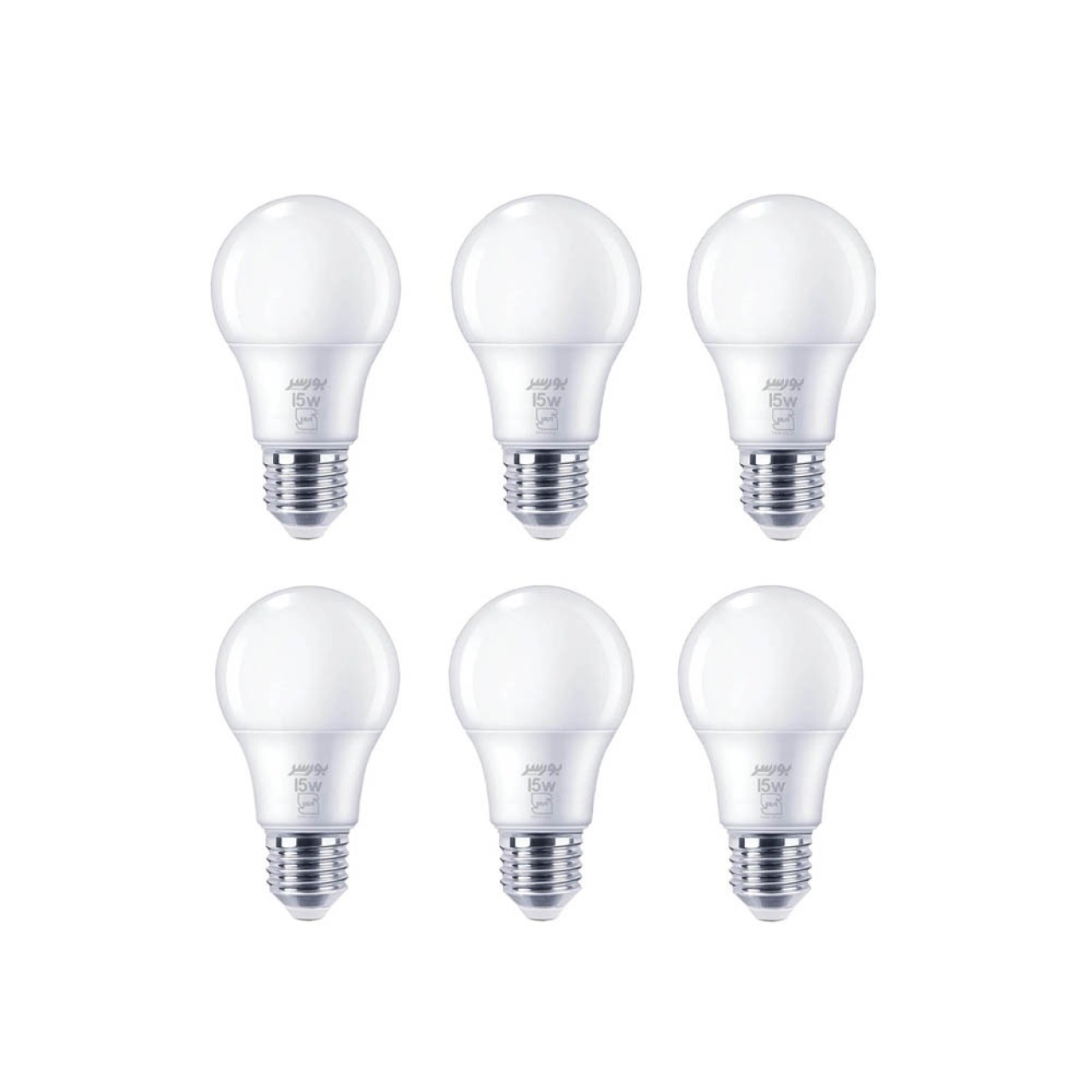 لامپ LED حبابی 15 وات بورسر مدل A70 پایه E27 پک 6 عددی