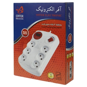 محافظ برق صوتی تصویری ۶ خانه بدون ارت آفر الکترونیک مدل OR-318