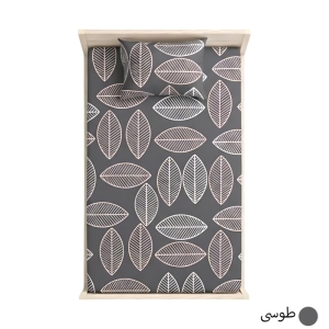 ملحفه کشدار تشک یک تک نفره مدل برگ + همراه روبالشی پاکتی