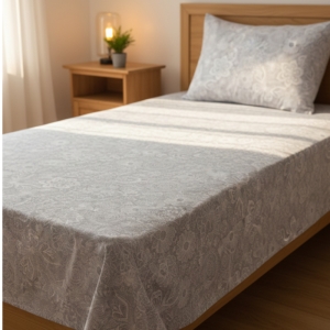 ملحفه تشک کشدار طرح برگ گل محو ۱ نفره ۲ تکه 